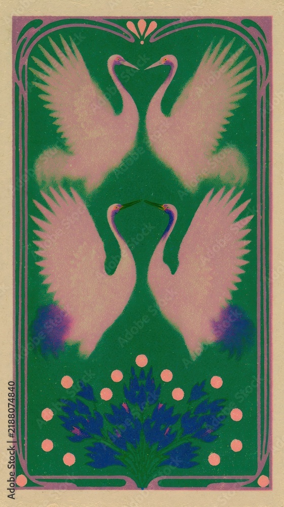 Fototapeta premium Elegant cranes in symmetrical design, ideal for mobile wallpaper.