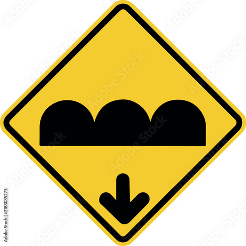 Road Sign Vector Graphic Depicting Speed Bumps and Directional Arrow