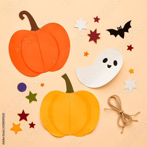 Children's Halloween Craft Set with Pumpkin Ghost and Cat Elements