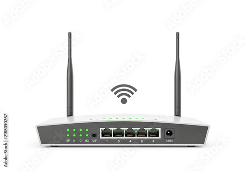 Obraz na płótnie Wireless internet router with wifi signal icon