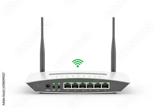 Obraz na płótnie Modern wireless internet router with two antennas