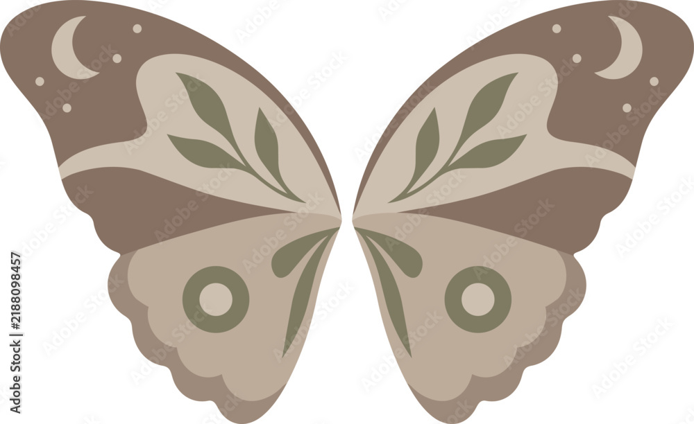 Obraz premium Brown Moth Wings With Olive Leaf Patterns