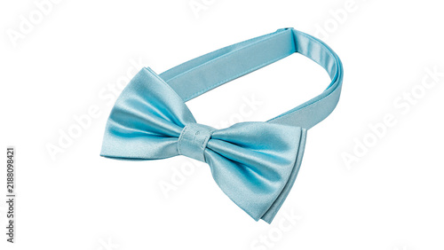 Cuadro en lienzo Elegant light blue silk bow tie formal mens fashion accessory isolated object