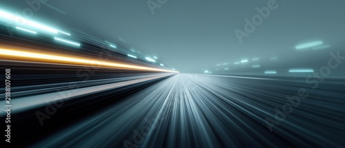 Dynamic motion blur of high speed train on a futuristic track at night capturing the essence of speed and technology
