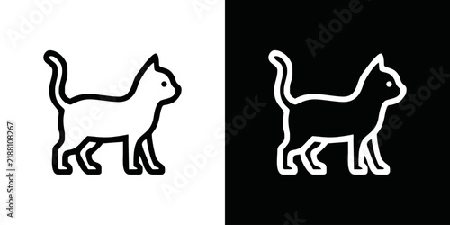Animal icon in modern line art style, minimal outline vector illustration of wild and domestic animals