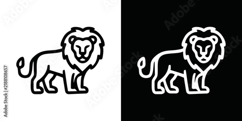 Animal icon in modern line art style, minimal outline vector illustration of wild and domestic animals