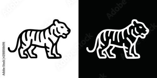 Animal icon in modern line art style, minimal outline vector illustration of wild and domestic animals