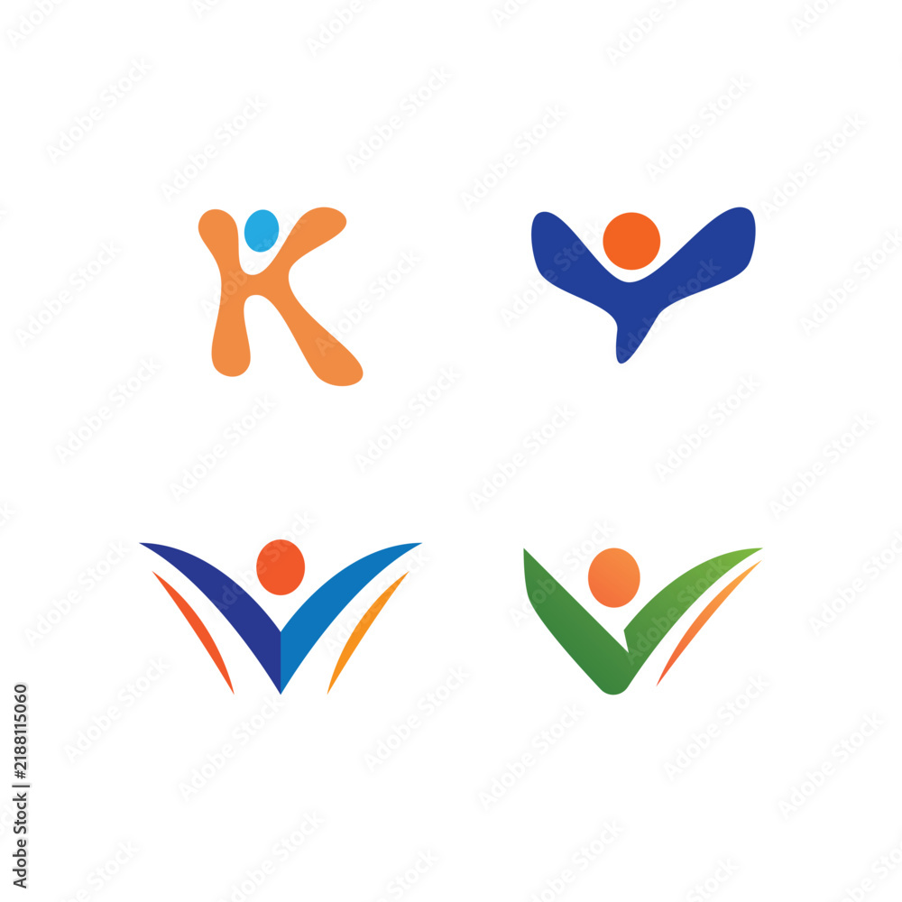 Obraz premium Abstract Letter K Y V People Success logo