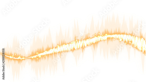 Cuadro en lienzo Abstract golden sound wave visualization with glowing particles on a deep black
