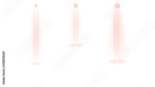 Fotografie Three tall dark purple taper candles glowing against a solid black background fo