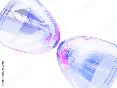 Canvastavla Abstract 3d background of futuristic glass bullets with holographic neon gradient