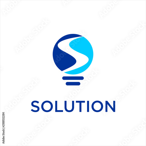 Solution Logo Icon Vector Design with Abstract Circular Lightbulb Symbol for Business Technology Innovation Consulting and Professional Branding