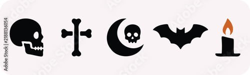 Halloween Skull Cross Moon Bat Candle Gothic Spooky Design