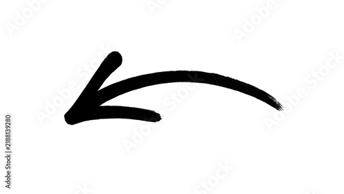 Black bold curved arrow pointing left PNG – marker arrow brush stroke, hand drawn paint brush line design element for text highlight, banner, social media post and presentation design, isolated on a t