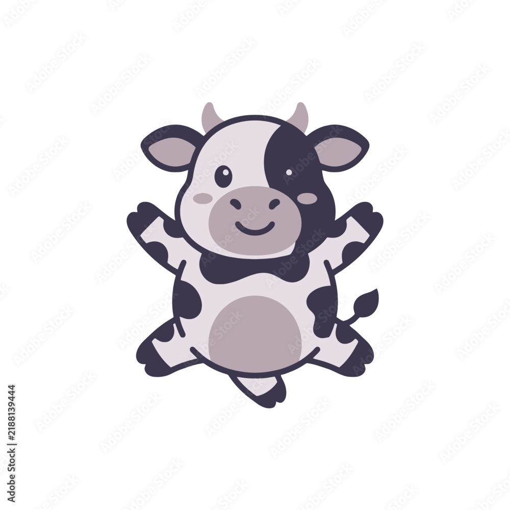 Fototapeta premium A cute cartoon cow illustration on a clean white background