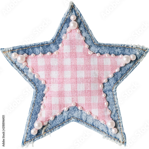 Canvastavla Star embellishment featuring a charming pink and white patterned cloth interior