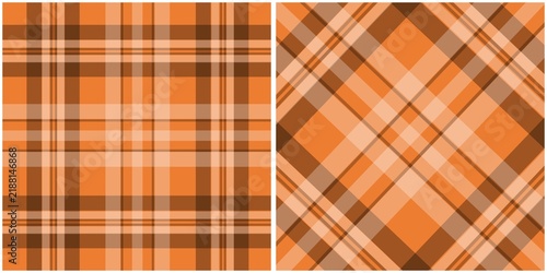 Orange and Brown Plaid Tartan, checkered fabric, woven fabric