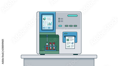 Medical Analyzer Machine with Blood Samples and Printout