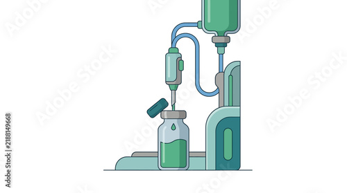 Medical IV drip machine filling vial, isolated on transparent background