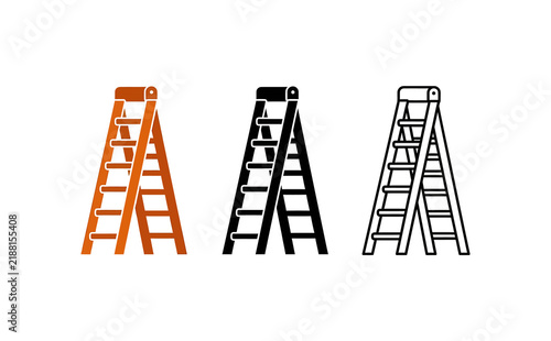 Принти на полотні Minimalist stepladder icons set in flat vector illustration style against white