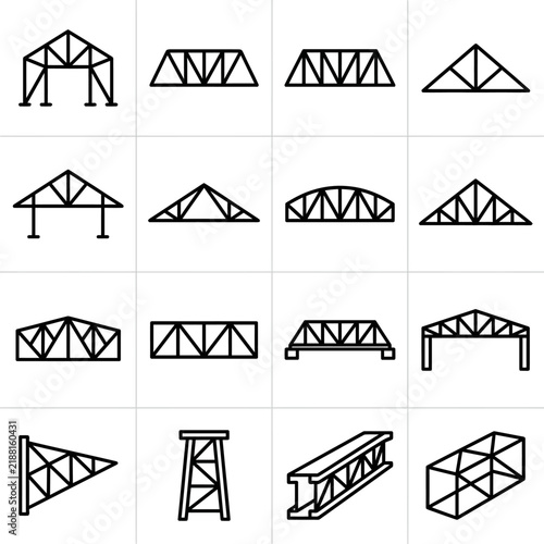 Collection of various structural truss designs and beams.