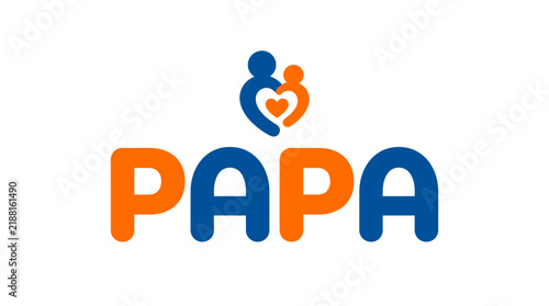 Papa logo text design in orange and blue