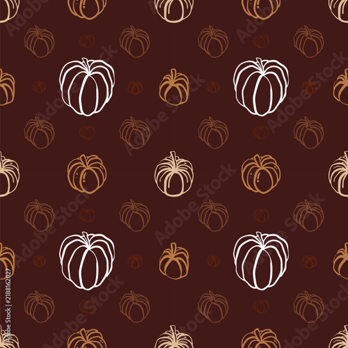 Seamless Autumn Pumpkin Pattern Hand Drawn Fall Illustration