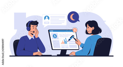 Customer Service and Online Support Interaction with Computer