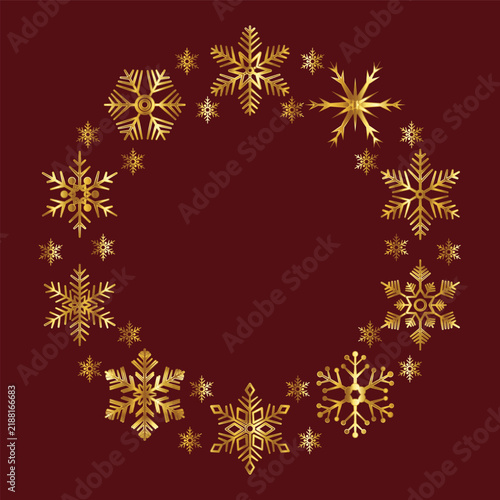 Golden Luxury Snowflake wreath in blue background EPS Vector-01
