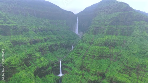 Aerial View of Marleshwar Dhareshwar Waterfall Ratnagiri Maharashtra