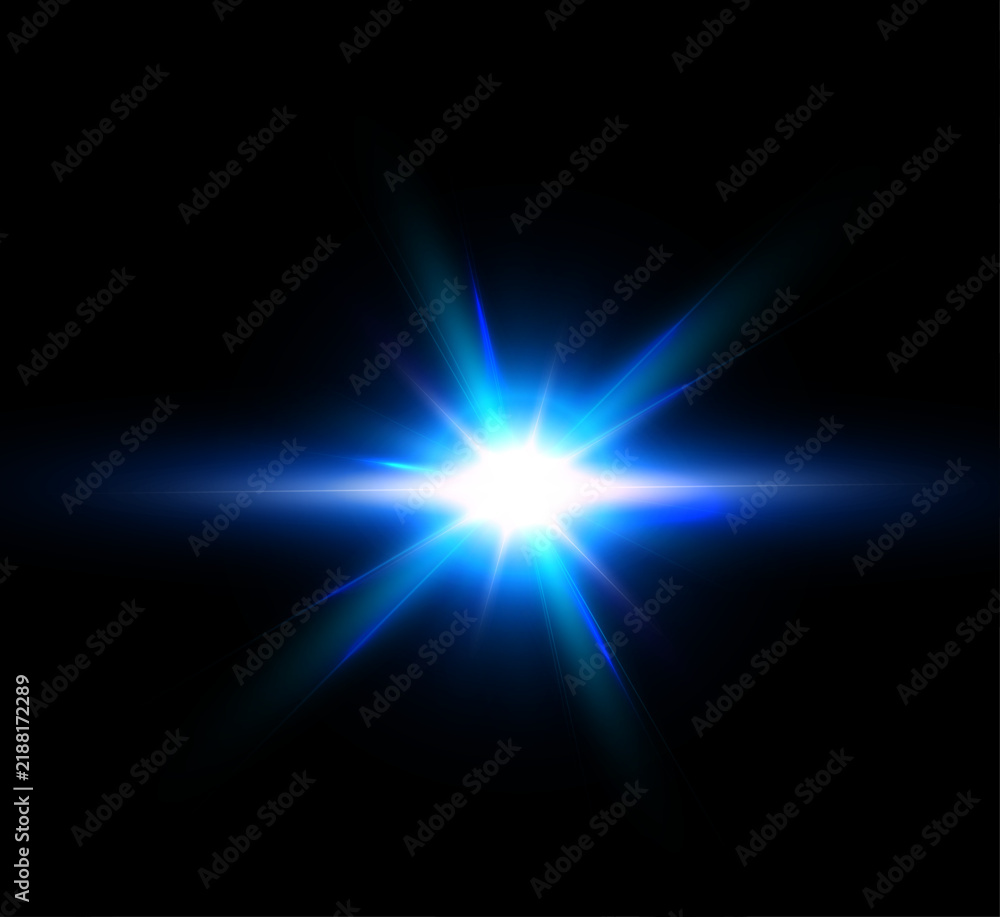 Obraz premium Bright Christmas star with radiant blue glow and shining beams, symbolic Bethlehem light for holiday, New Year and nativity design, vector.