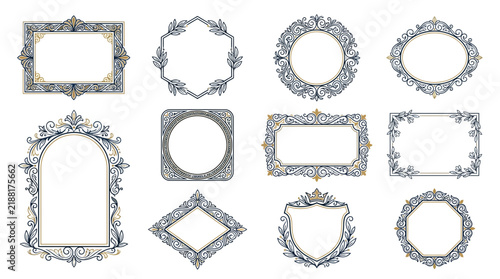 Ornate Vintage Frames Collection Isolated on Transparent Background