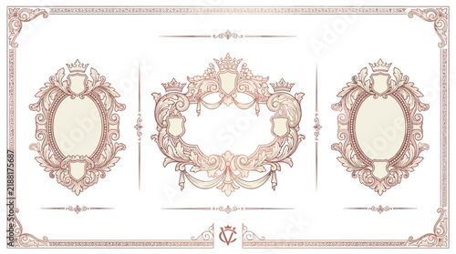 Ornate Vintage Frames Collection Isolated Transparent Background Vector