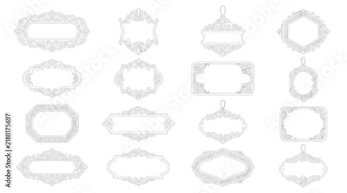 Ornate Vintage Frames Collection Isolated Transparent Background