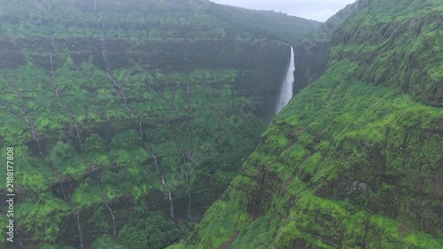 Aerial View of Marleshwar Dhareshwar Waterfall Ratnagiri Maharashtra