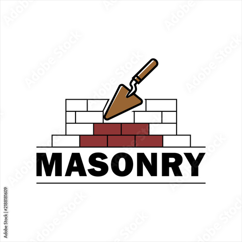 Masonry Construction Trowel Brickwork Logo Icon Vector Design for Building Contractor and Construction Services