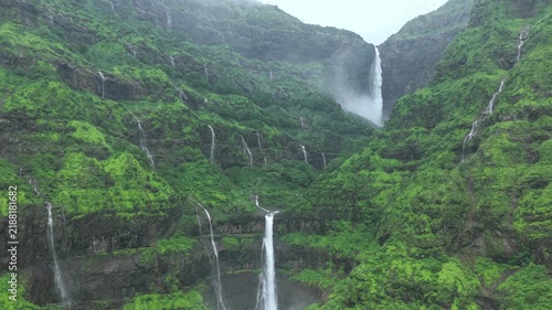 Aerial View of Marleshwar Dhareshwar Waterfall Ratnagiri Maharashtra