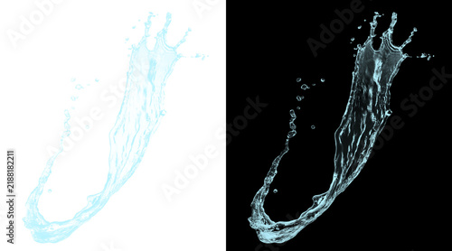 Foto Dynamic water splash illustration, realistic liquid crown and droplets, blue wat