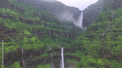 Aerial View of Marleshwar Dhareshwar Waterfall Ratnagiri Maharashtra