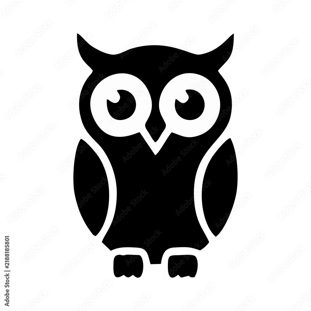 Fototapeta premium Wise Cute Owl Bird Minimalist Logo