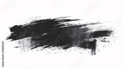 Black ink brush stroke isolated on a white background