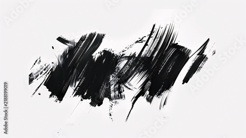 Black ink brush strokes on a white background