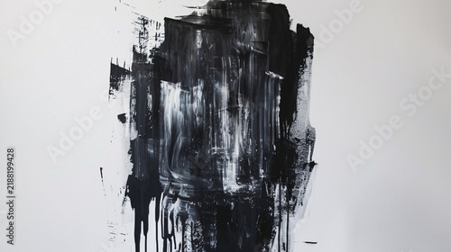 Black paint brush stroke texture on a white background