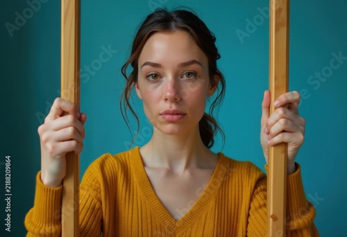 Woman behind bars.