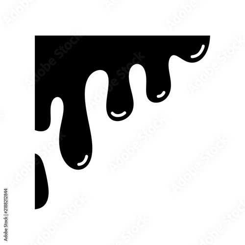 Liquid drop silhouette icon with position in top left corner for graphic element template