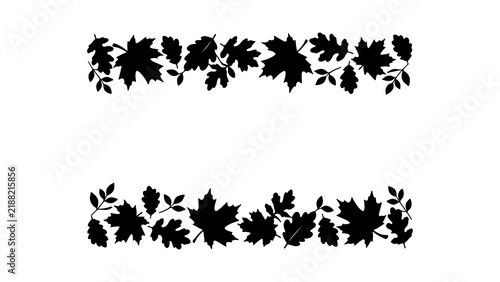 Autumn Leaf Border Silhouette Set of Fall Foliage Elements