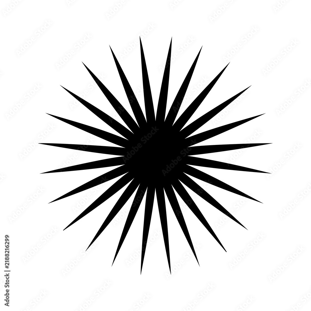 Fototapeta premium Sunburst Radiating Rays Silhouette Icon
