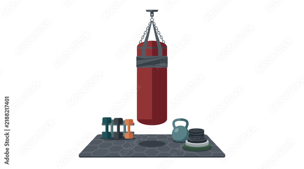 Obraz premium Boxing Punching Bag and Fitness Equipment Isolated