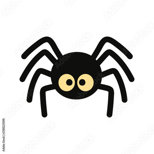 Simple charming black spider cartoon with big yellow eyes, perfect for playful Halloween design and children s content.