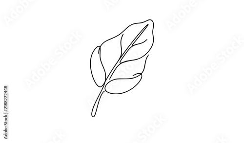 Single Plant Leaf Continuous One Line Drawing Minimal Botanical Vector Illustration